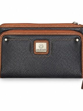 Joe Boxer Black and Tan Textured Wallet